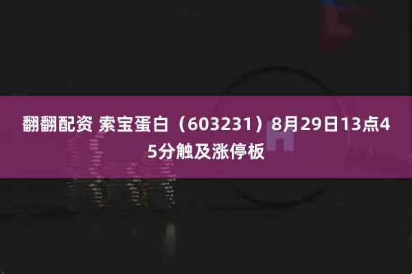 翻翻配资 索宝蛋白（603231）8月29日13点45分触及涨停板